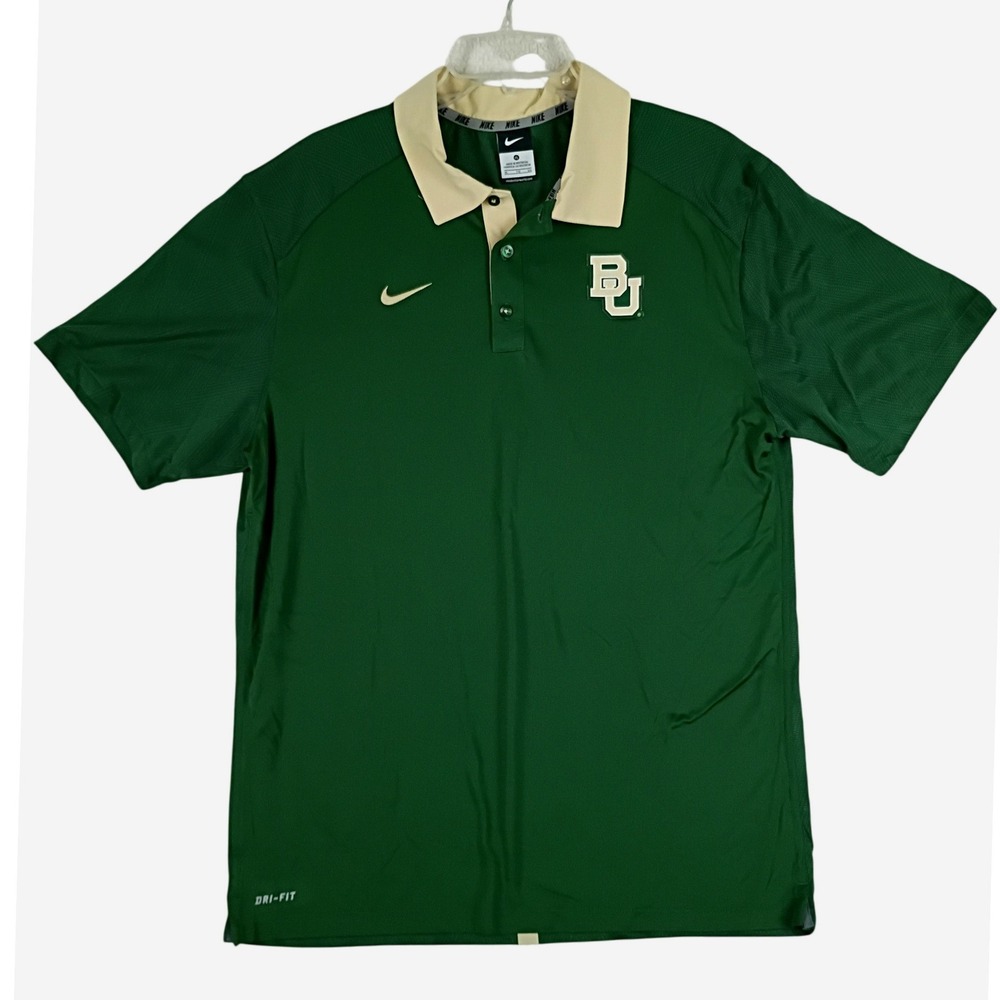 Nike Baylor Bears Polo Shirt Mens XL Green Coach Issued NCAA Sideline Dri-Fit